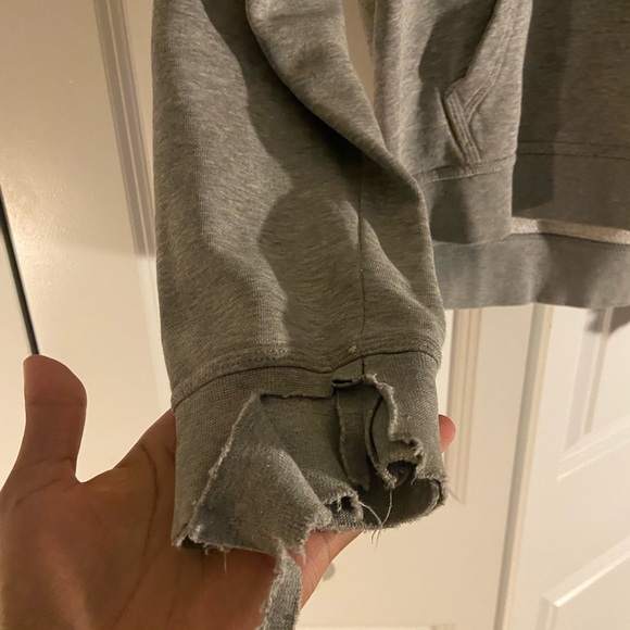 Grey Vintage Nike Distressed Hoodie Medium - Picture 3 of 6